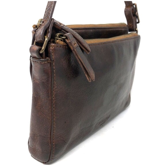 Margot New York Pebbled Leather Compact Cross Body Bag Cognac Brown Organizer - Picture 3 of 16